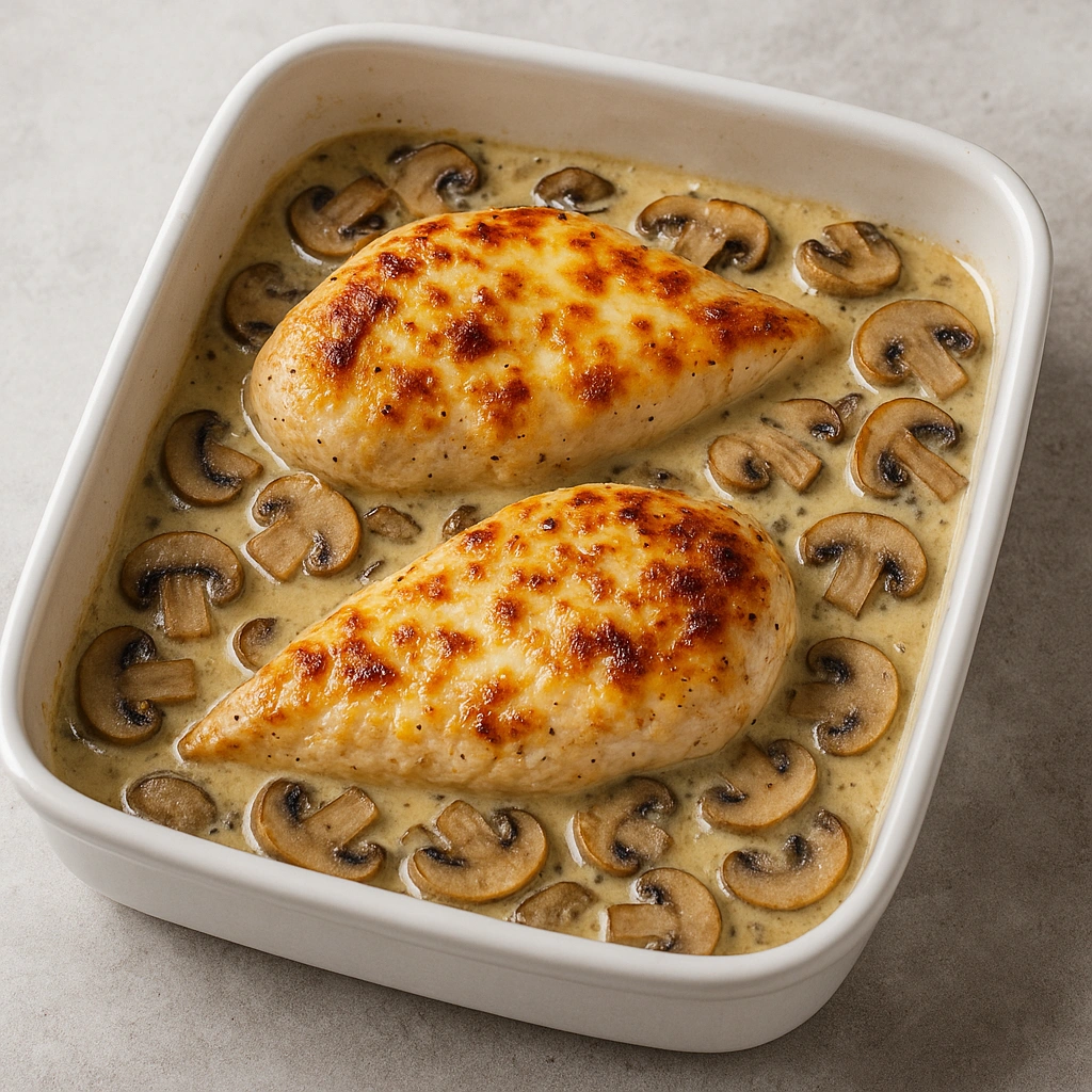 Fırında Kremalı Mantarlı Tavuk