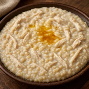 Tahta Kaşıkla Yenmeli Tavuklu Keşkek