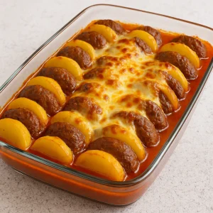 Fırında Kaşarlı Köfte Patates