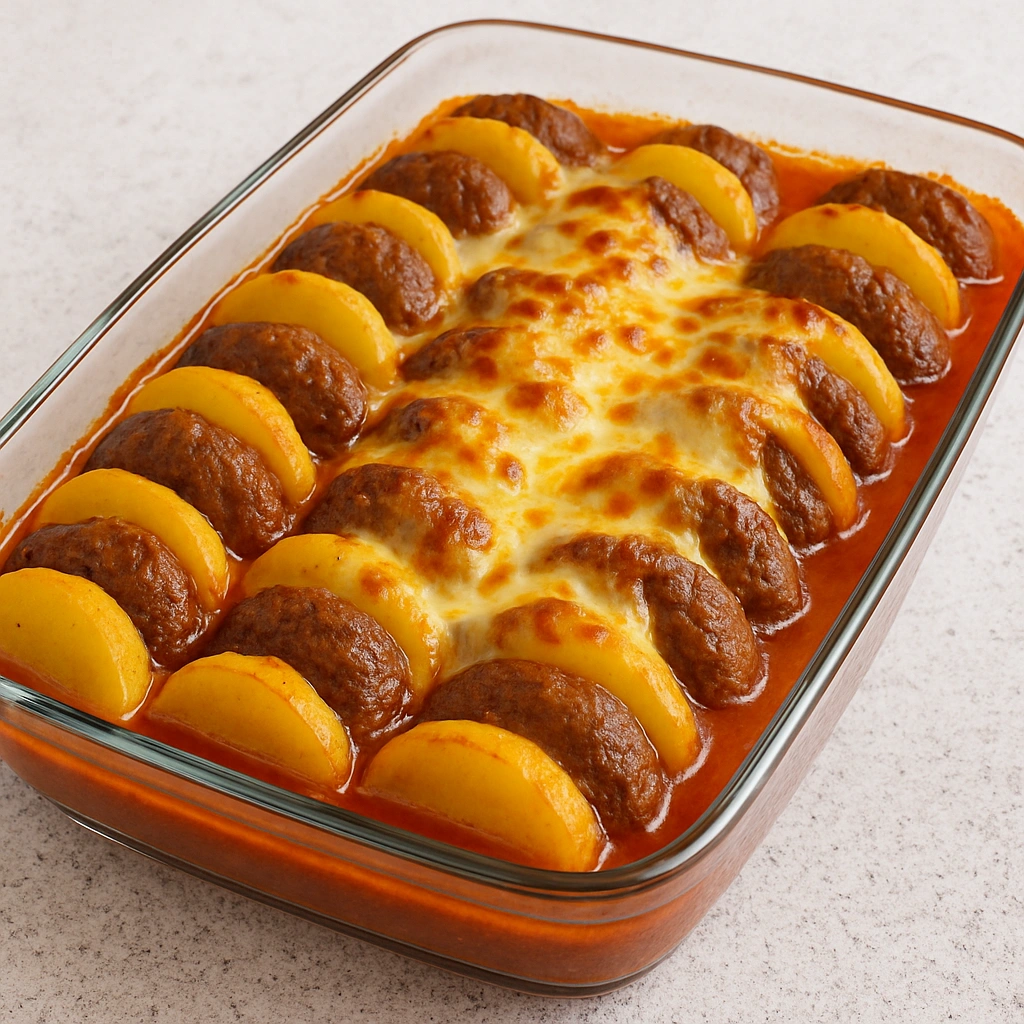 Fırında Kaşarlı Köfte Patates