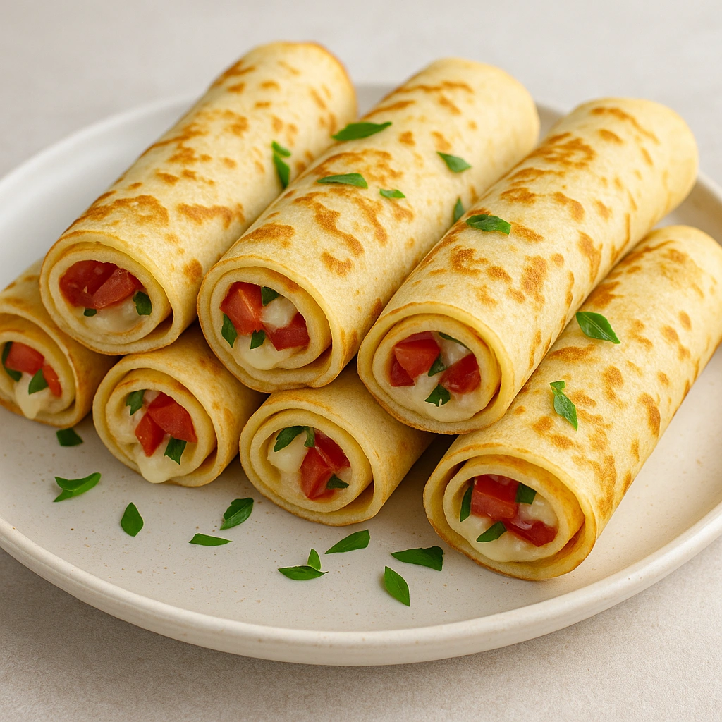 Peynirli Domatesli Mini Krep Dürümleri
